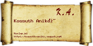 Kossuth Anikó névjegykártya